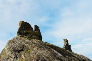 Moss-covered stone outcropping in Ireland.