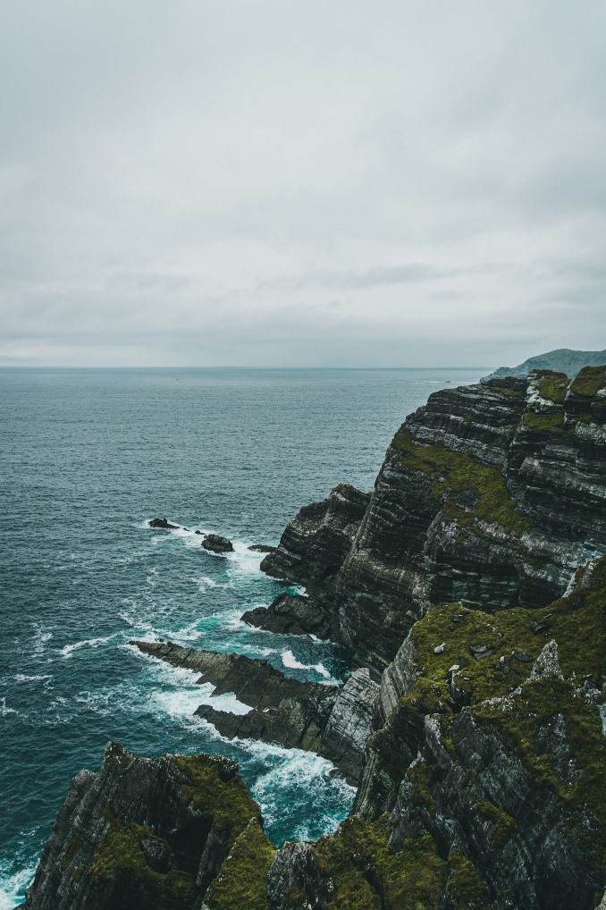 Rocky cliff overlooking the Atlantic Ocean.