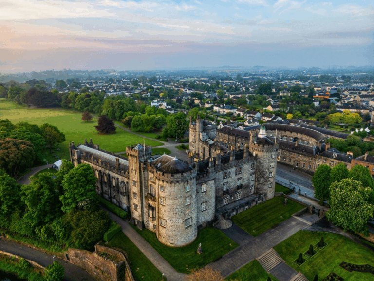 This photo shows an aerial view of a castle.