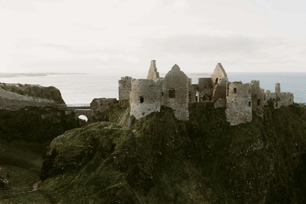 This photo shows a castle on a hill.