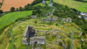 aerial view of the Rock of Dunamase in Ireland