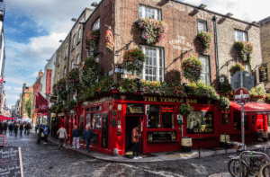 The Temple Bar district in Dublin.