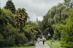 Tourists on a castle tour of Ireland.
