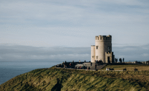 This image shows a tower on the cliff.