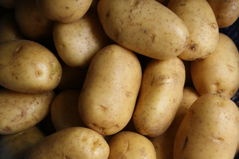close-up of brown potatoes