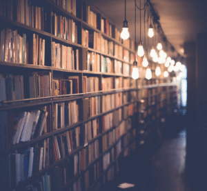 Long corridor of a historic library