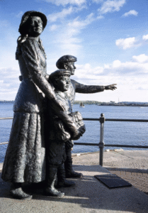 A statue of two children with a woman in Ireland
